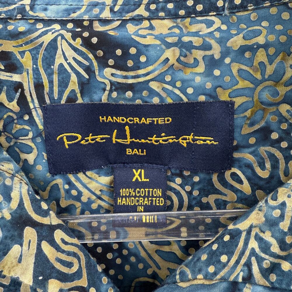PETE HUNTINGTON Long Sleeve Shirt Mens Size XL Blue Gold Hand Dyed Button Front - Picture 3 of 9